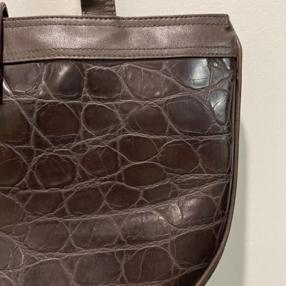 BROWN Croc Shoulder Bag - Picture 4 of 11